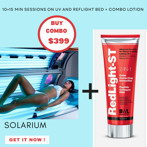 Combo bed 10 x 15min sessions +  
Red Light-ST® 2 in 1 Color Correcting Intensifier + Peptide Collagen Pro lotion