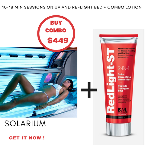 Combo bed 10 x 18 min sessions +  Red Light-ST® 2 in 1 Color Correcting Intensifier + Peptide Collagen Pro lotion